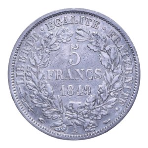 reverse: FRANCIA REPUBBLICA 5 FRANCHI 1849 A AG. 24,72 GR. BB
