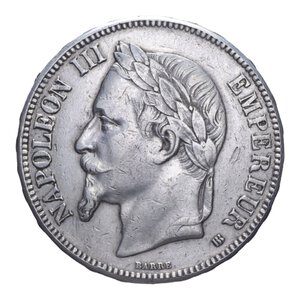 obverse: FRANCIA NAPOLEONE III 5 FRANCHI 1867 AG. 24,74 GR. BB+