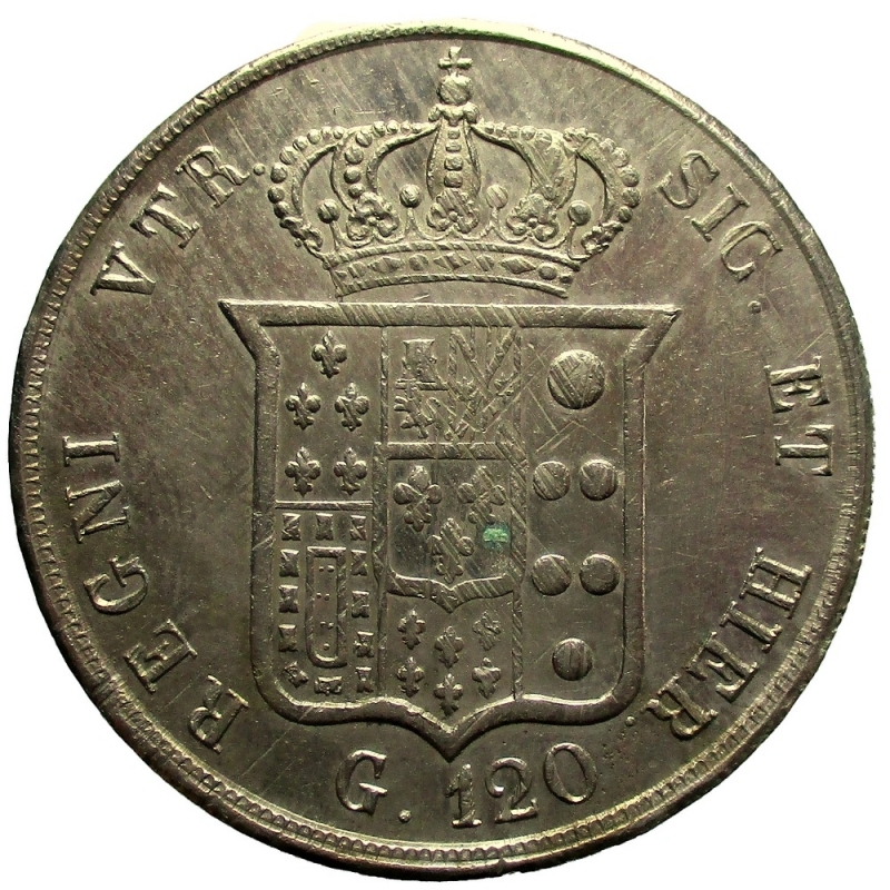 reverse: 120 Grana Ferdinando II   1854