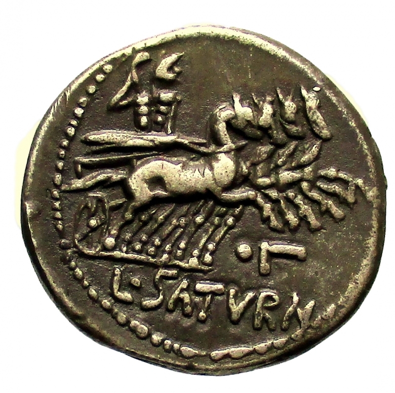 reverse: Repubblica Romana. Gens Appuleia. L.Appuleius Saturninus. 104 a.C. Denario.