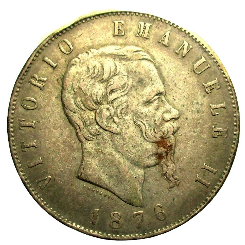 obverse: Roma. Vittorio Emanuele II. 1861-1878. 5 lire 1876