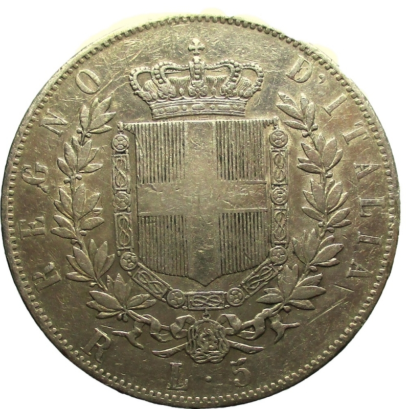 reverse: Roma. Vittorio Emanuele II. 1861-1878. 5 lire 1877