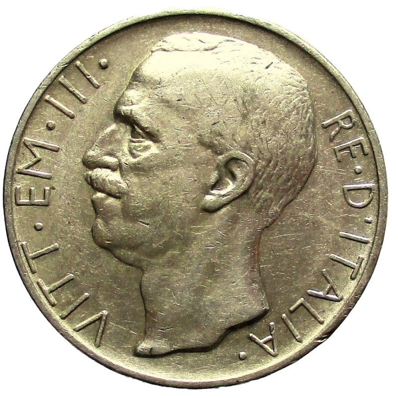 obverse: Roma Vittorio Emanuele III - 10 Lire 1927 