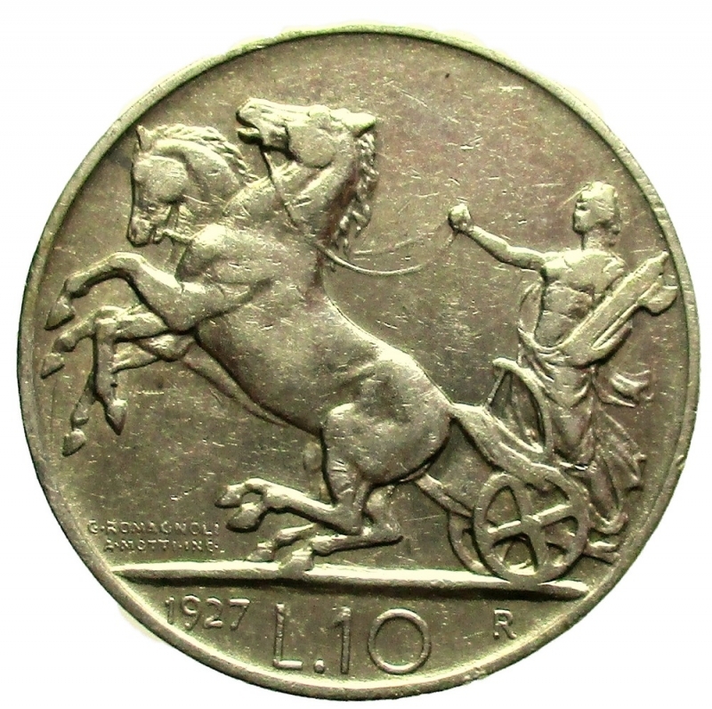reverse: Roma Vittorio Emanuele III - 10 Lire 1927 