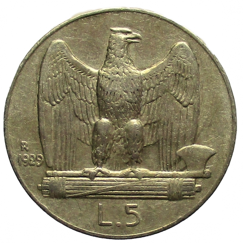 reverse: Roma Vittorio Emanuele III - 5 Lire 1929