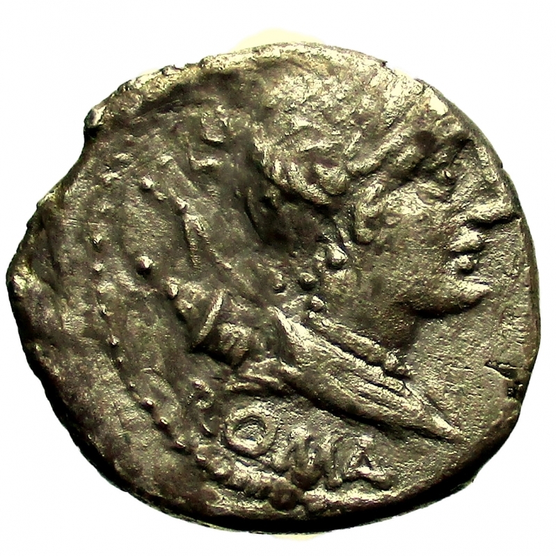 obverse: Repubblica Romana. Gens Postumia. Lucius Postumius Albinus. 131 a.C. Denario
