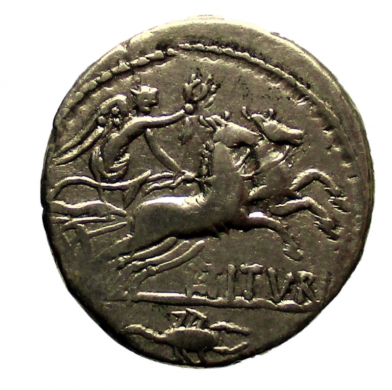 reverse: Repubblica Romana. L. Titurius L.f. Sabinus. 89 B.C.