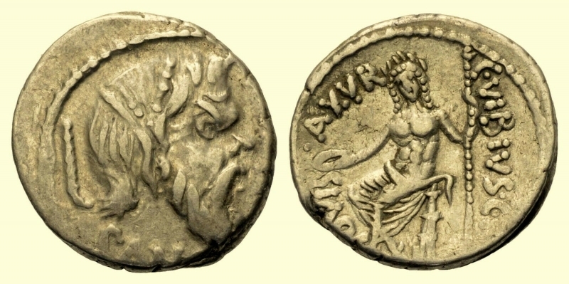 obverse: Repubblica Romana. Gens Vibia. Caius Vibius Caetronianus. 48 a.C. Denario