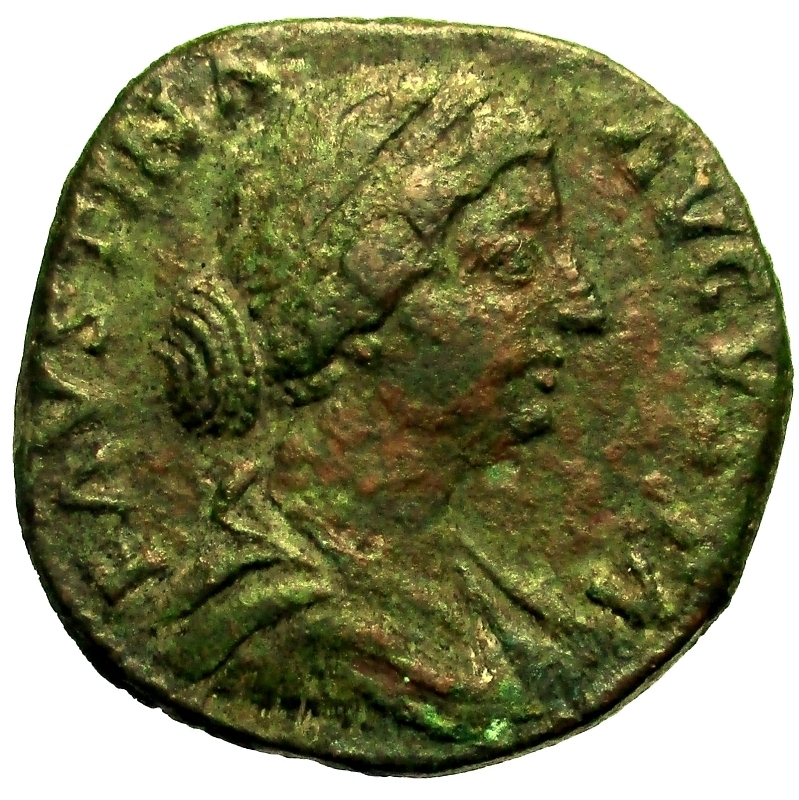 obverse: Impero Romano. Faustina II morta nel 175 d.C. Sesterzio