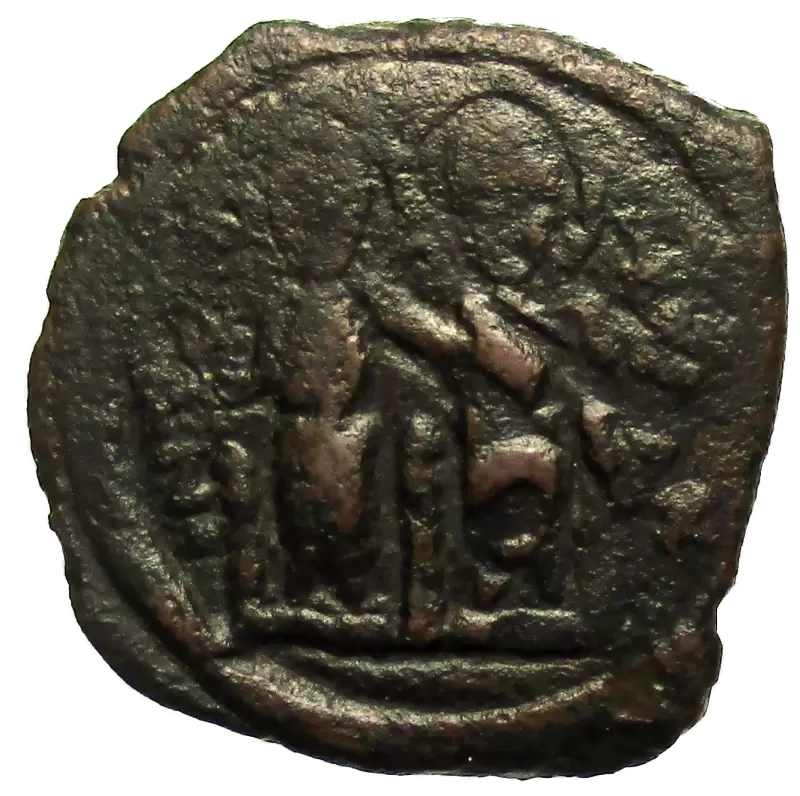 obverse: Bizantini. Giustino II e Sophia. 565-578 d.C. Mezzo Follis