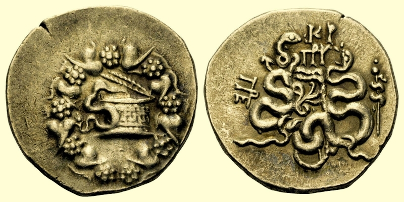 obverse: Mondo Greco. Asia Greca. Misia. Pergamon. Cistoforo, 166 - 67  a.C. 