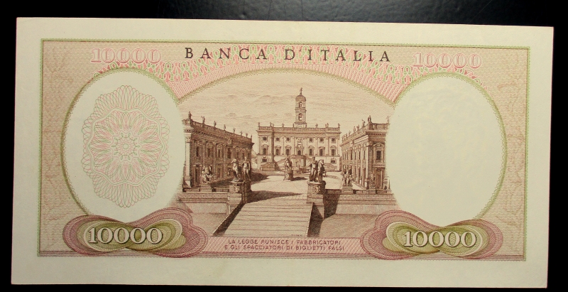 reverse: Cartamoneta Italiana.  10000 LIRE 4/01/1968 Michelangelo