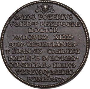 reverse: Guido Poterio (XVII sec.), medico. Medaglia 1659