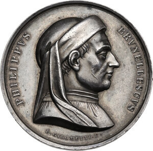obverse: Filippo Brunelleschi (1377-1446).. Medaglia, XIX sec