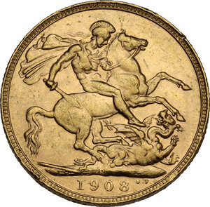 reverse: Australia.  Edward VII (1901-1910). Sovereign 1908 P, Perth mint