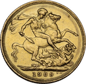 reverse: Australia.  Edward VII (1901-1910). Sovereign 1909 M, Melbourne mint