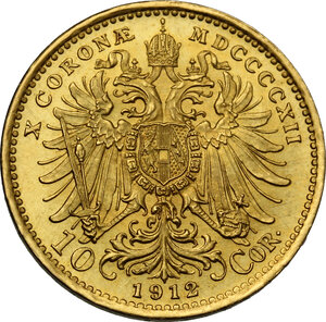 reverse: Austria.  Franz Joseph (1848-1916).. 10 Corona 1912