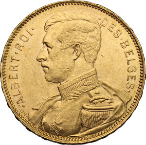 obverse: Belgium.  Albert I (1889-1922).. 20 francs 1914