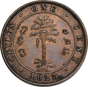 reverse: Ceylon.  George V (1910-1936).. Cent 1923
