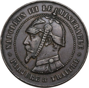 obverse: France.  Napoleon III (1852-1870).. Satirical AE Medailette for Napoléon s Humiliation at Sedan