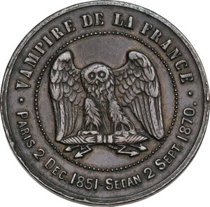 reverse: France.  Napoleon III (1852-1870).. Satirical AE Medailette for Napoléon s Humiliation at Sedan