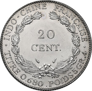 reverse: French Indochina. 20 Centimes 1937