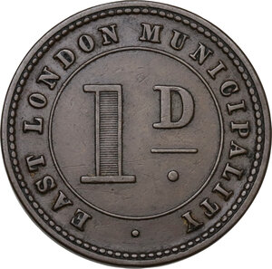 obverse: South Africa. 1 Penny Token 1880, East London Municipality