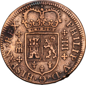 obverse: Spain.  Philip V (1700-1746).. 4 maravedis 1719, Segovia mint. (