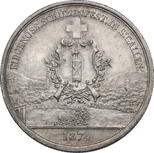 obverse: Switzerland. 5 Francs Shooting Thaler 1874, San Gallo