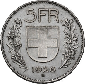 reverse: Switzerland. 5 francs 1926, Bern mint