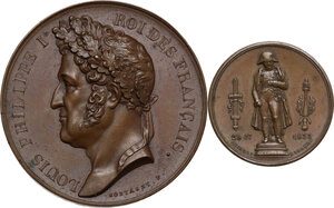 obverse: Luigi Filippo Re di Francia (1830-1848). Lotto di due (2) medaglie 1833 per il ristabilimento della statua di Napoleone a Parigi