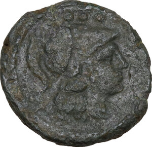 obverse: L. Licinius Murena.. AE Quadrans, c. 169-158 BC