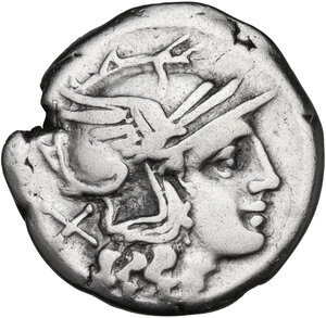obverse: Furius Purpurio.. AR Denarius, 169-158 BC