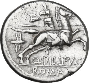 reverse: Q. Philippus.. AR Denarius, 129 BC