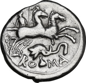 reverse: L. Caecilius Metellus Diadematus or Delmaticus. AR Denarius, 128 BC