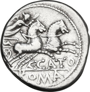reverse: C. Cato. AR Denarius, 123 BC