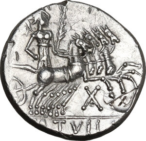 reverse: M. Tullius.. Fourrèe Denarius, 120 BC
