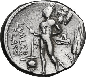 reverse: L. Valerius Flaccus.. AR Denarius, 108-107 BC