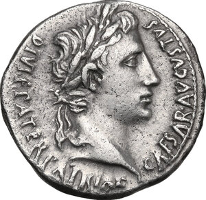 obverse: Augustus (27 BC - 14 AD)  . AR Denarius, Lugdunum mint, c. 2 BC-4 AD