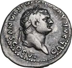 obverse: Domitian as Caesar (69-81).. AR Denarius, struck under Vespasian, 79 AD