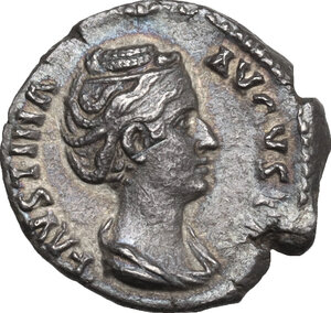 obverse: Faustina I, wife of Antoninus Pius (died 141 AD).. AR Denarius, 139-141 AD