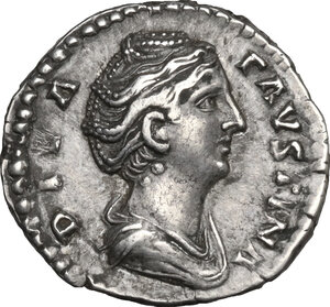 obverse: Diva Faustina I, wife of Antoninus Pius (died 141 AD).. AR Denarius, struck under Antoninus Pius, c. 146-161 AD