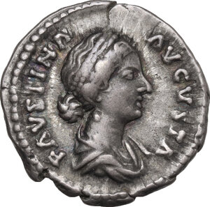 obverse: Faustina II, wife of Marcus Aurelius (died 176 AD).. AR Denarius, struck under M. Aurelius