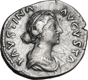 obverse: Faustina II, wife of Marcus Aurelius (died 176 AD).. AR Denarius