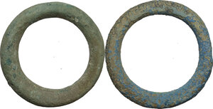 obverse: Lot of two (2) AE Ring money, 2nd-1st century BC