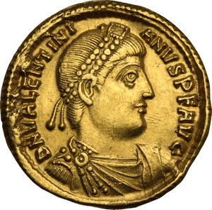 obverse: Valentinian I (364-375).. AV Solidus, Thessalonica mint, struck AD 364