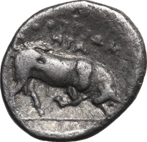 reverse: Southern Lucania, Thurium. AR Triobol, c. 350-300 BC