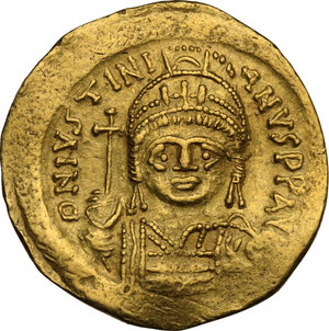 obverse: Justinian I (527-565).. AV Solidus, Constantinople mint, 545-565 AD