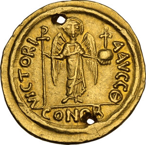 reverse: Maurice Tiberius (582-602).. AV Solidus, Carthage mint