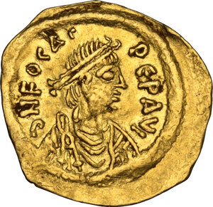 obverse: Phocas (602-610).. AV Tremissis, Constantinople mint